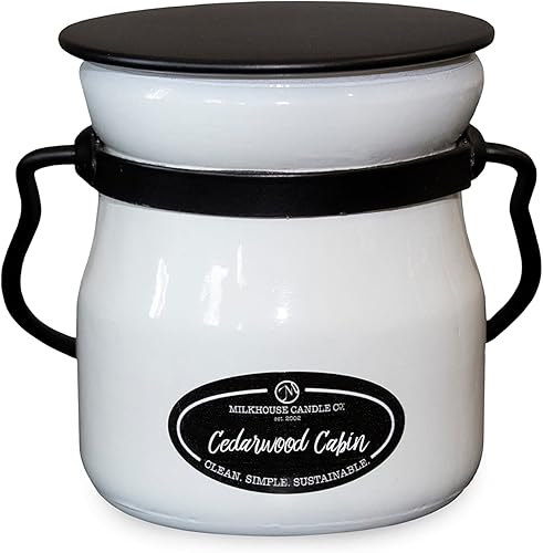 Milkhouse Candle Company Cedarwood Cabin Creamery Collection Vela de soja perfumada tarro de crema de tamaño muestra