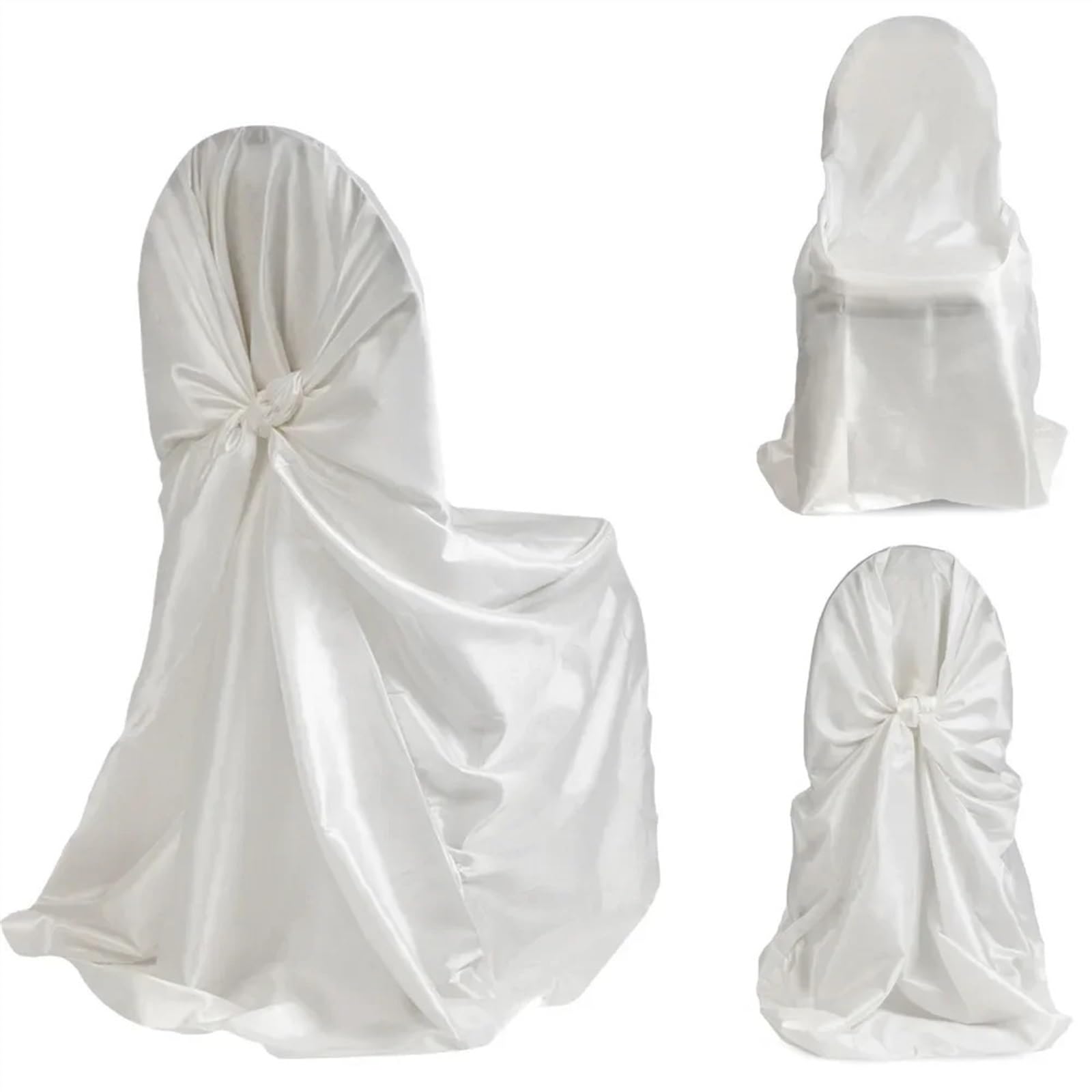 Fundas for sillas de boda Fundas for sillas de satén con cordones Banquete de bodas Restaurante Banquete Hotel Catering Funda for silla de fiesta Decoración Adecuado for bodas, fiestas de cumpleaños y