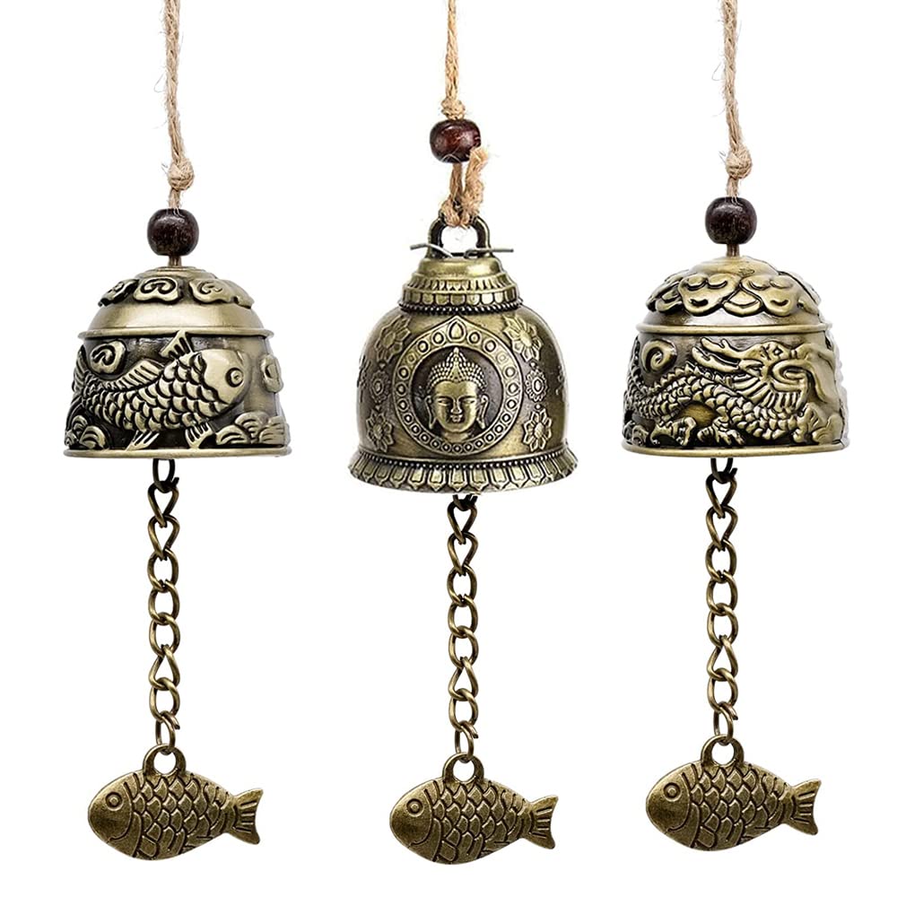 3 Pezzi Campana Appendere Vintage, Campanella a Vento, Windchime Vintage Campane, Vintage Wind Chimes Campana, Campana Feng Shui da Giardino, per Giardino di casa Hanging Good Luck Blessing