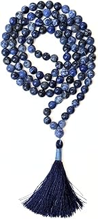 Gemaltic 8mm Healing Crystal Japa Mala 108+1 Beads – Natural Gemstone Prayer Necklace for Meditation, Yoga, Chakra & Spiritual Healing