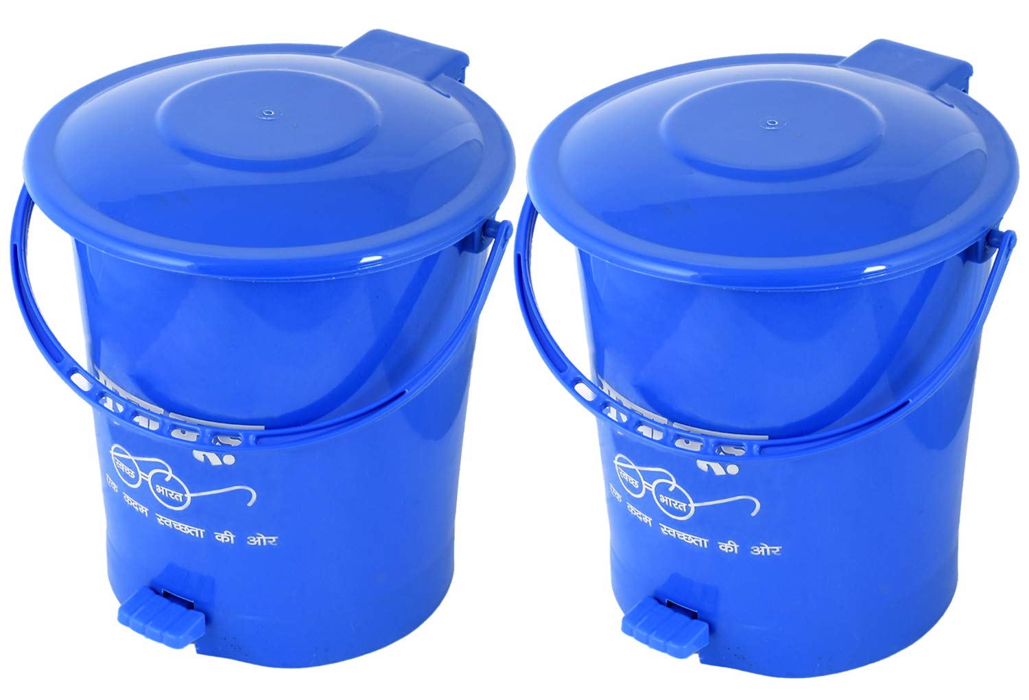 Heart HomeHeart Home Swach Bharat 2 Pieces Plastic Dustbin Garbage Bin with Handle, 10 Liters (Blue) - HEART1677