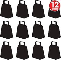 Vista 4 de Beistle Black Cowbells, paquete de 12, fabricantes de ruido de metal para espíritu escolar, reuniones de pep, día del juego, orgullo del