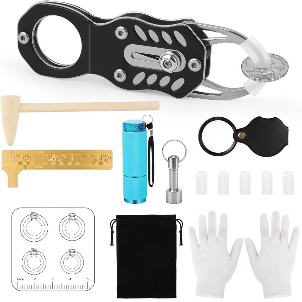 Aundhegrtt As Shown Complete Testing Kit Magnetic Clasp, Calipers, Measuring Mat Gold Testing Kit Magnetic Clasp And Calipers
