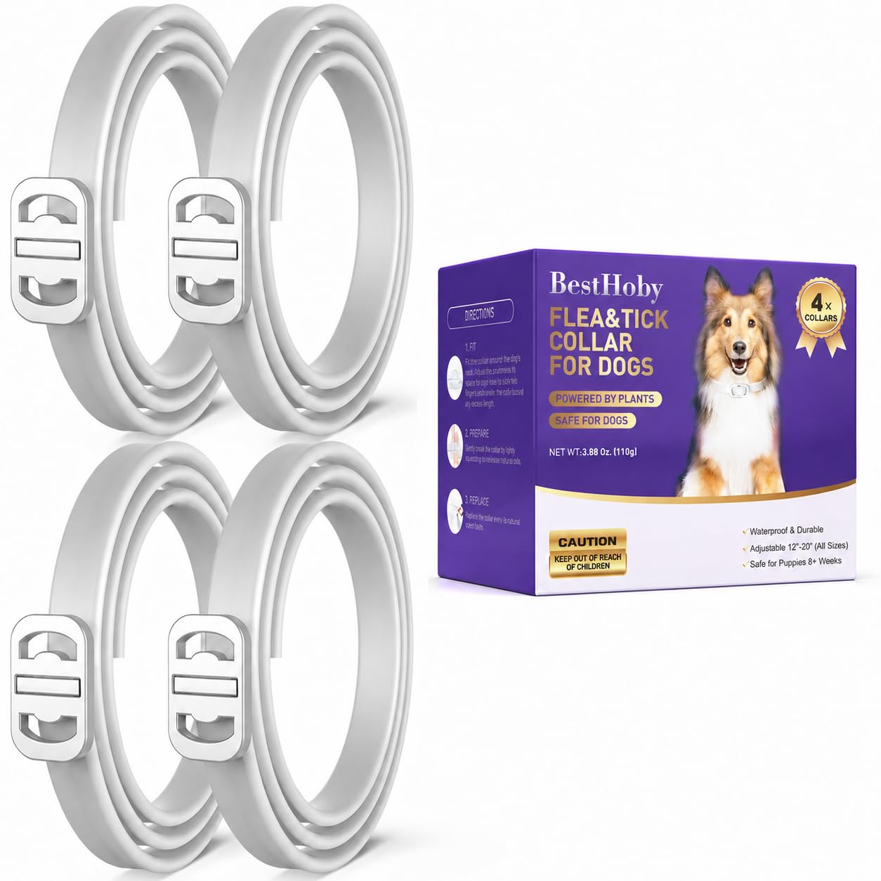 BestHoby Flea and Tick Collar 4 Pack with Natural Essential Oils