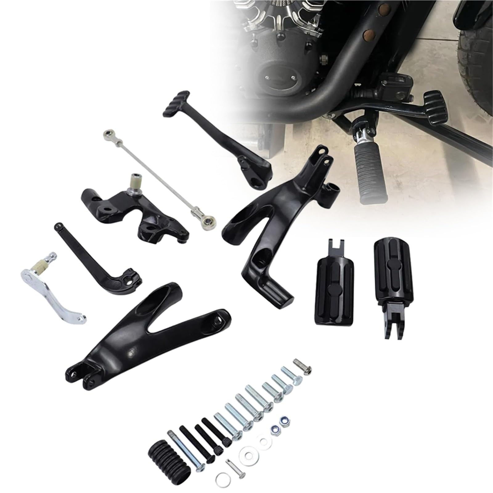 Commandes avancées noires avec repose-pieds pour Softail Street Bob 114 et Low Rider 2018-2024