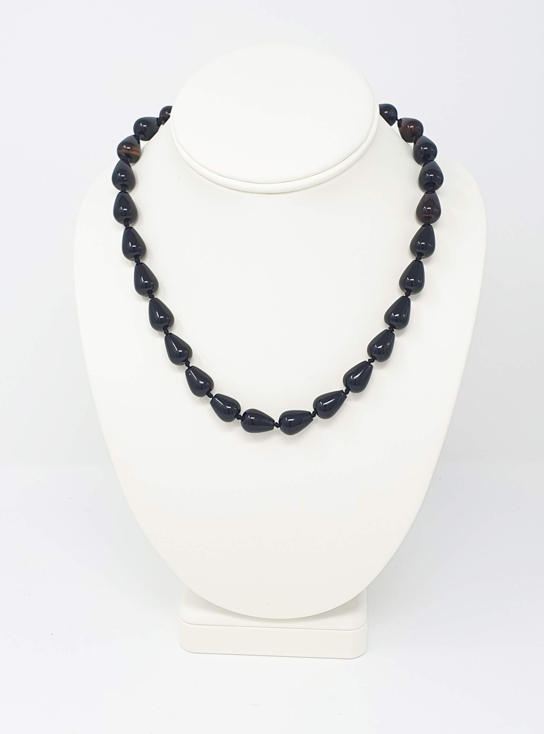 Treasurebay Collana a forma di goccia a goccia, per donne e ragazze, lunghezza 48 cm (agata nera)...