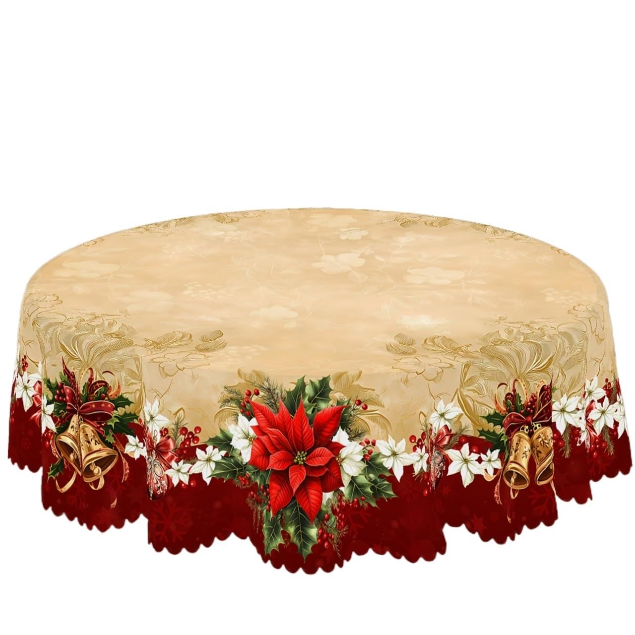 Mantel Navideño Mantel navideño Estampado de 1 Pieza, Estilo rústico Retro, diseño Floral(140X180Cm)
