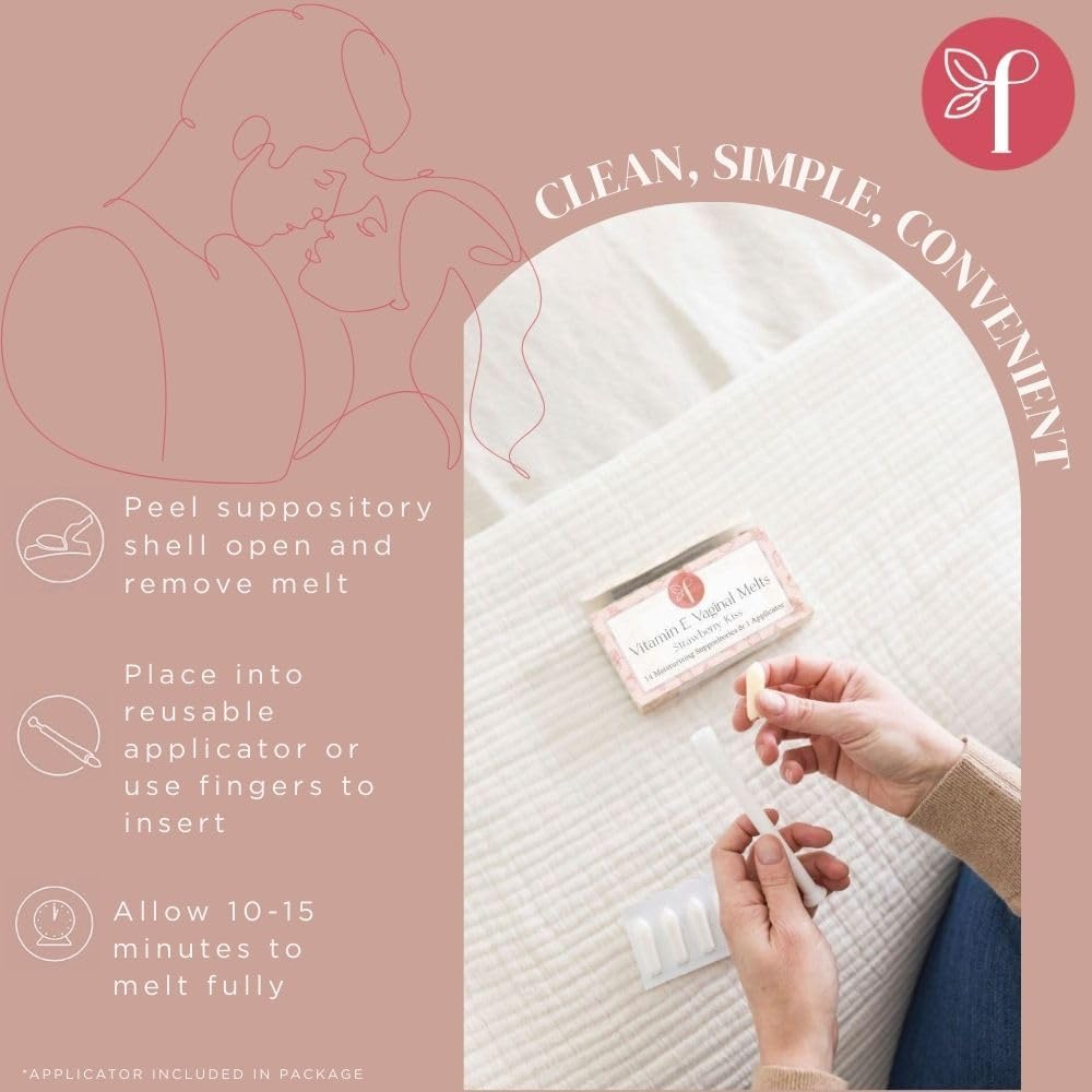 Femallay Organic Vaginal Melts – Strawberry – Moisturizes and Refreshes – 14 Count + Applicator