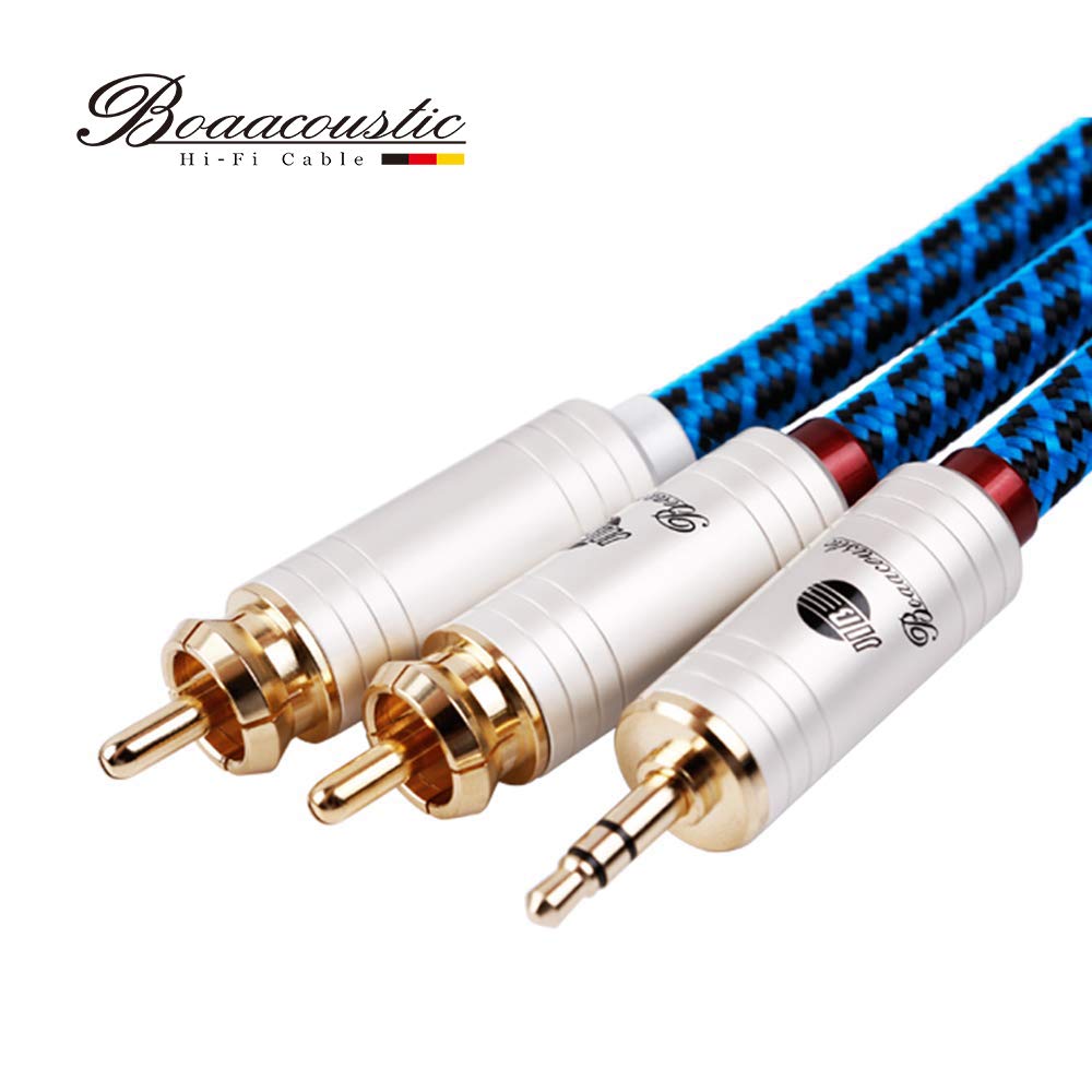 BOAACOUSTIC Audiophile Klinke auf Cinch Kabel 3,5mm Klinke Chinch Stereo Audio Kabel für TV, PC, Handy, MP3-Player, Lautsprecher, Heimkino, Autoradio, Tablet, Verstärker, Soundbar usw. (1m)