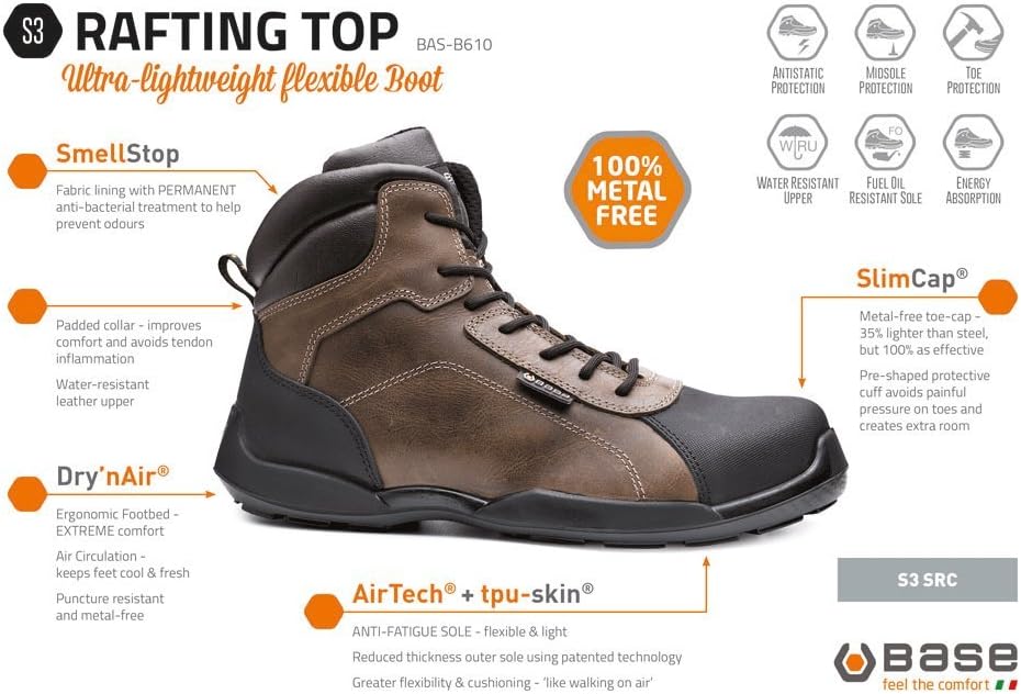 BASE PROTECTION CA-B0610-CWA B610 Rafting Top, Brown, 10 (UK) 44 (EU)
