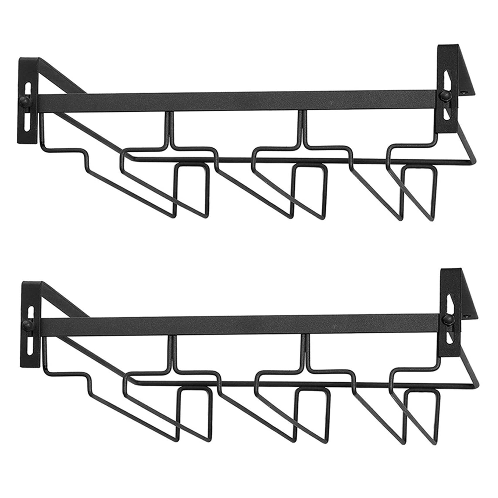Hndhbfgrt 2X Wine Glass Rack Under Cabinet,3 Rows Hanging Stemware Rack Metal Glasses Holder Storage Hanger for Kitchen,Bar,Etc