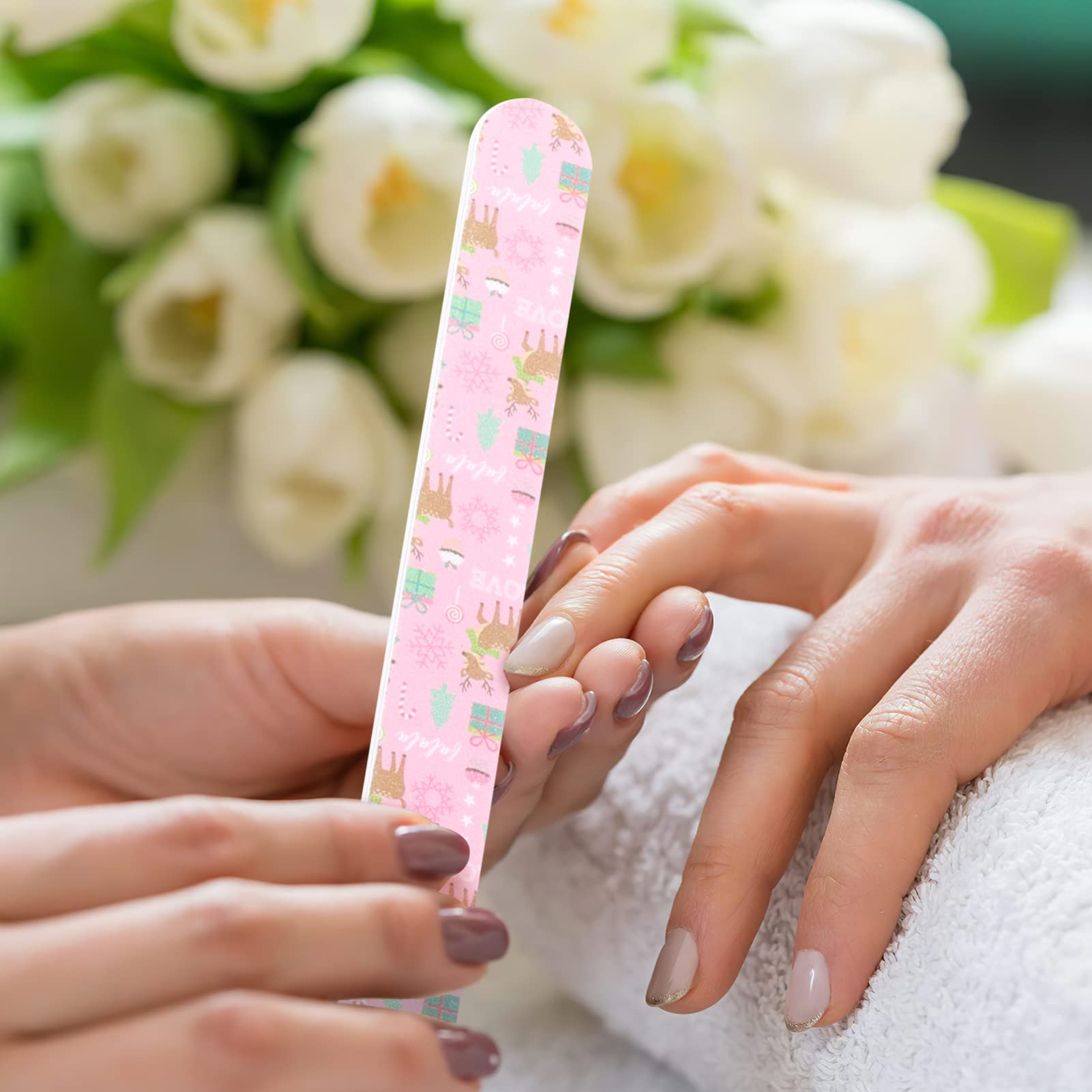 Homoyoyo 120stücke Weihnachts-nagelfeilen Festliche Maniküre-werkzeuge Für -nail Art Und Salon Für Natürliche Nägel Leicht Und Tragbar