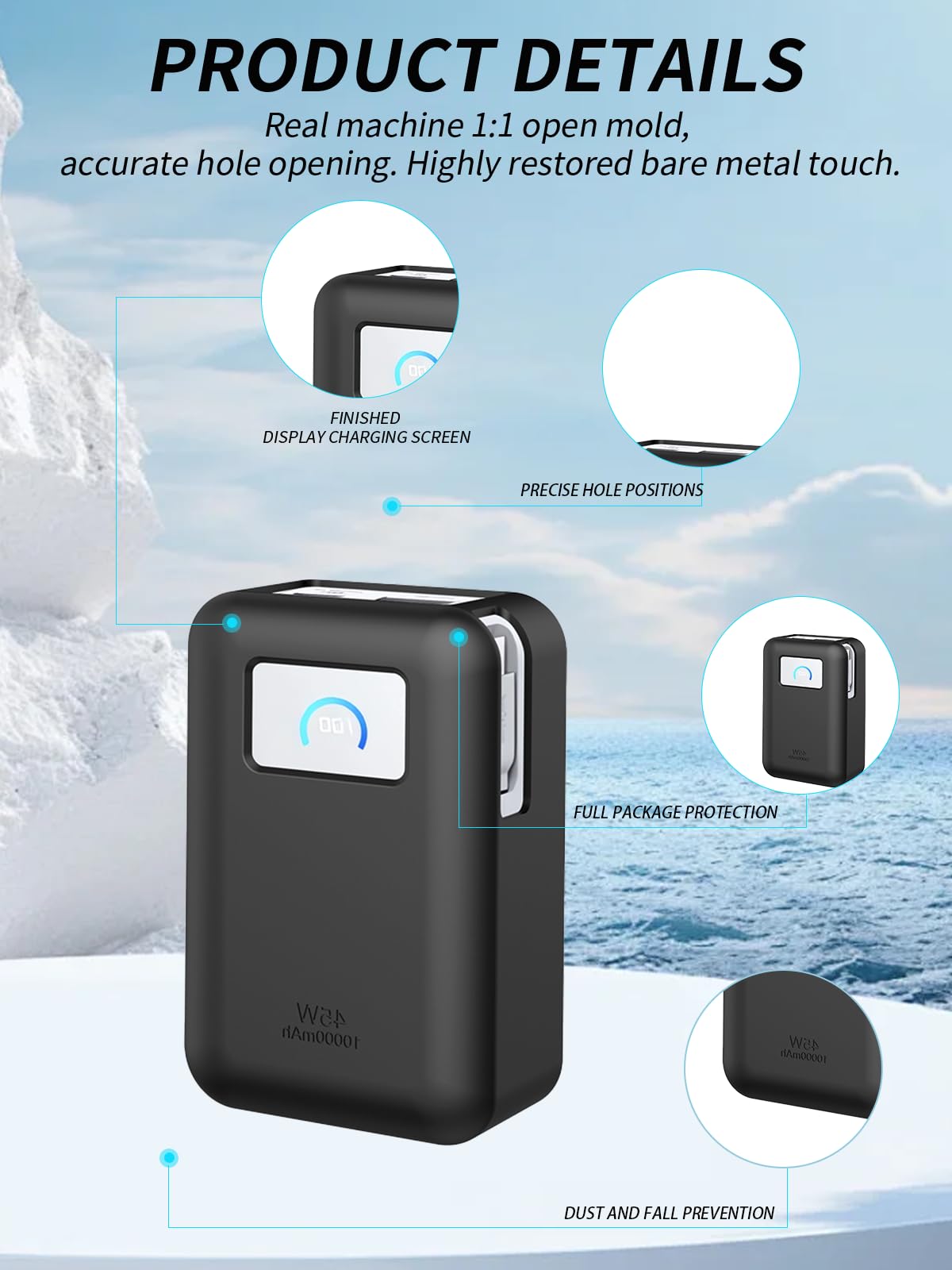 yystao Hülle für Anker Nano Power Bank, 10,000 mAh, Schutzhülle - Freundliche Silikonhülle - mehrfach waschbar, Kratzfest, tropffest, Schwarz