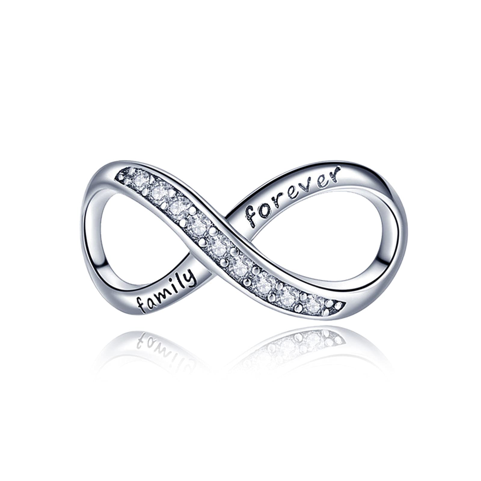 LaMenars Charms Family Dangle 925 Sterling Silver Familie Anhänger mit Zirkonia passt Europa Charm Armband Halskette, Geschenke für Frauen