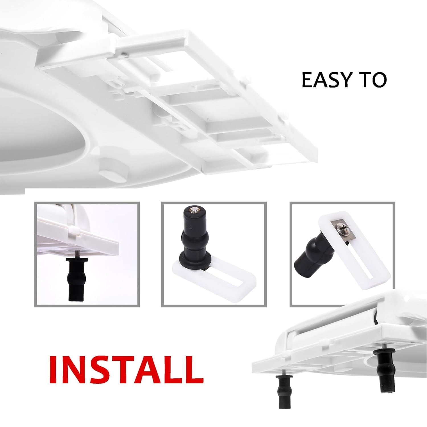 ELEGANT CASA Polypropylene Soft Closing Toilet Seat Cover/Western Toilet Seat Cover for Bathroom/Seat for Commode With Stable Hinges- Elongated Shape Design Colour (Glossy White)-1 Set - Image 6 thumbnail