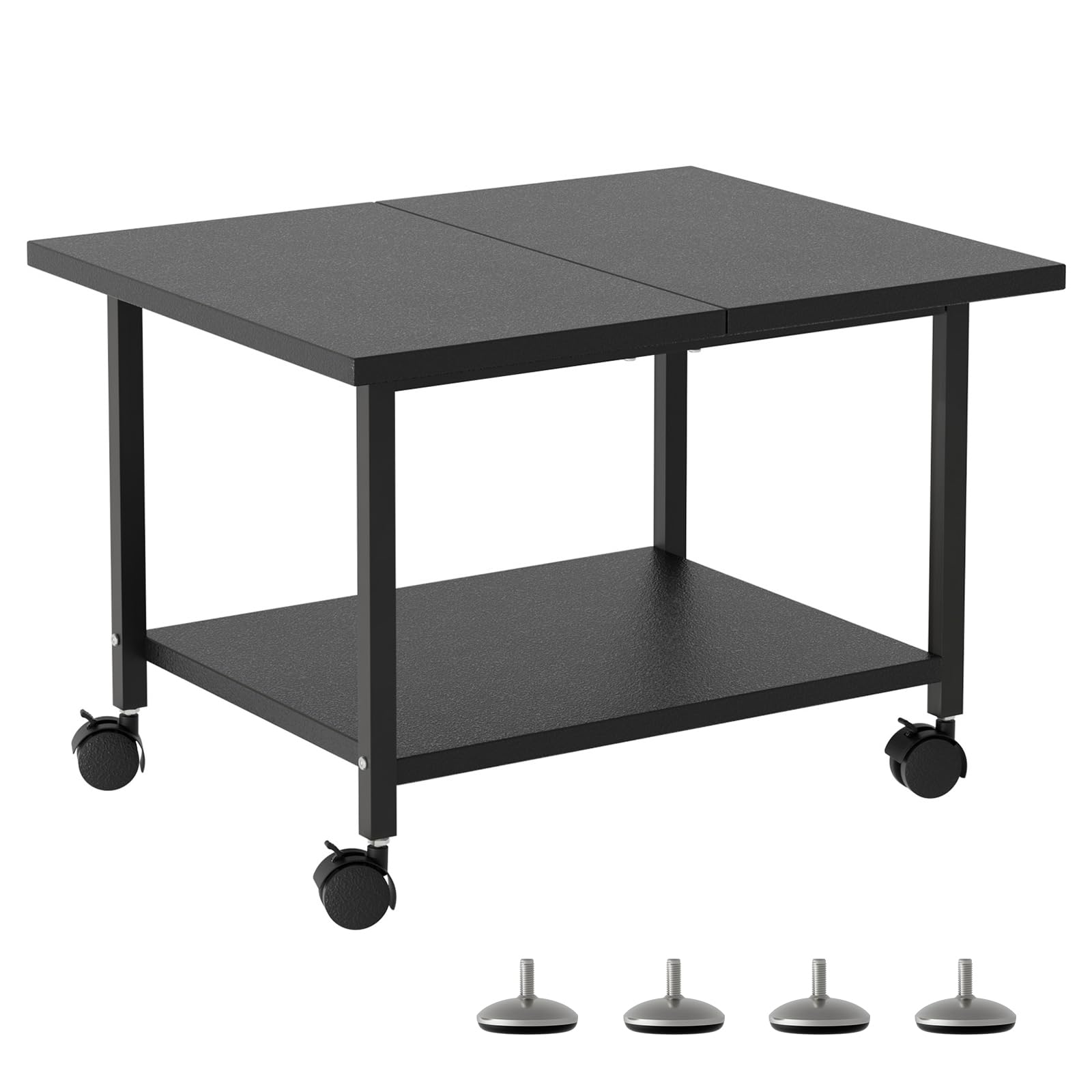 SwaaVee Printer Stand with Storage Under Desk Shelf, Desktop Printer Stand Organizer, Rolling Printer Cart Storage Paper Files Holder for Desk, Office