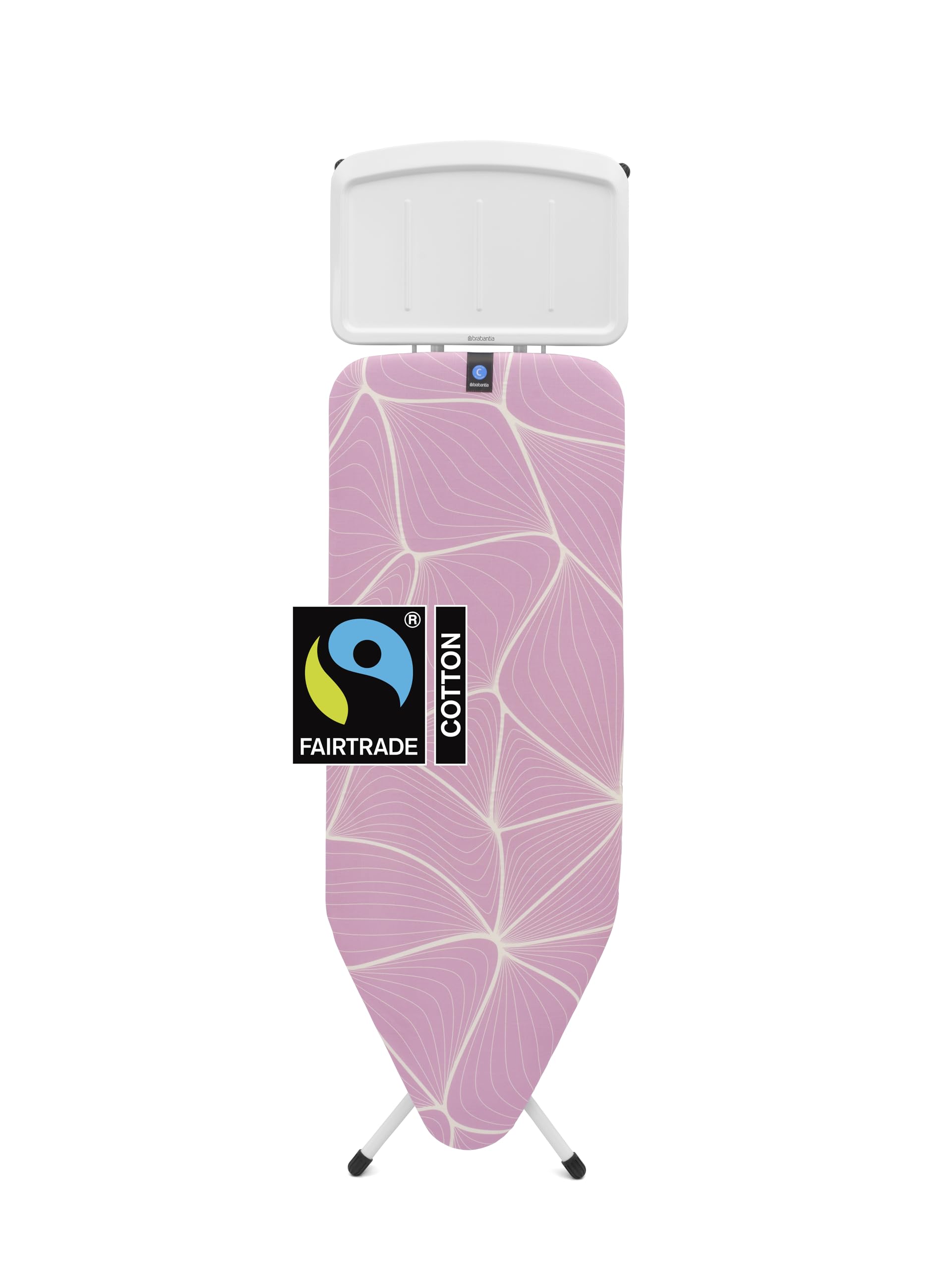 Brabantia Ironing Board C, 124x45cm - Lilac Waves | 100% Fairtrade Cotton | For Steam Generator Irons | Large Metal Steam Unit Holder | Stable & Large | Foldable Ironing Board with Adjustable Height — image 1