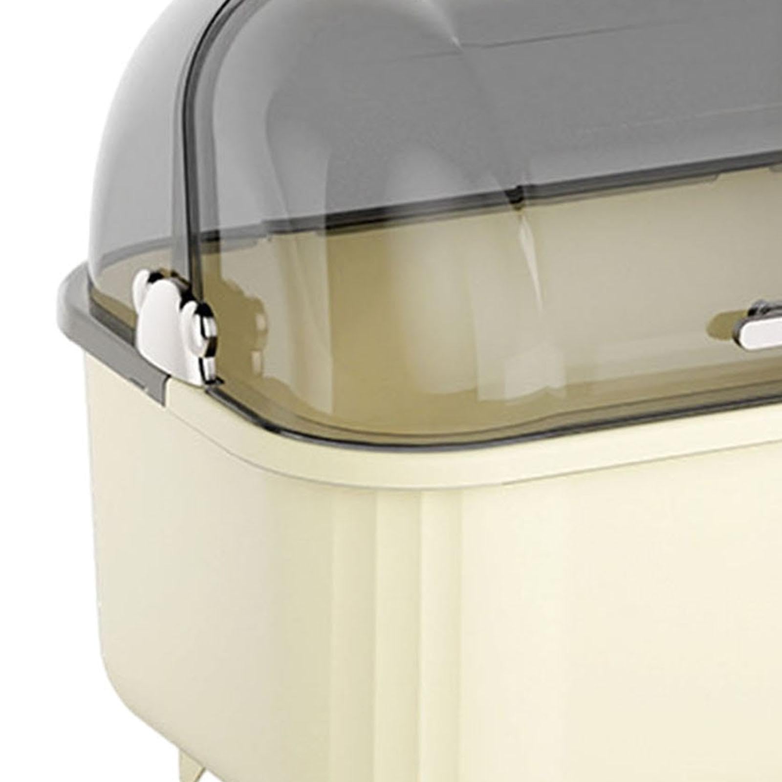 Gralara Escurridor de Platos con Tapa, Resistente al Polvo, Bandeja para secar Platos, Soporte para Tenedores, Tazas y Cuencos, Blanco Lechoso