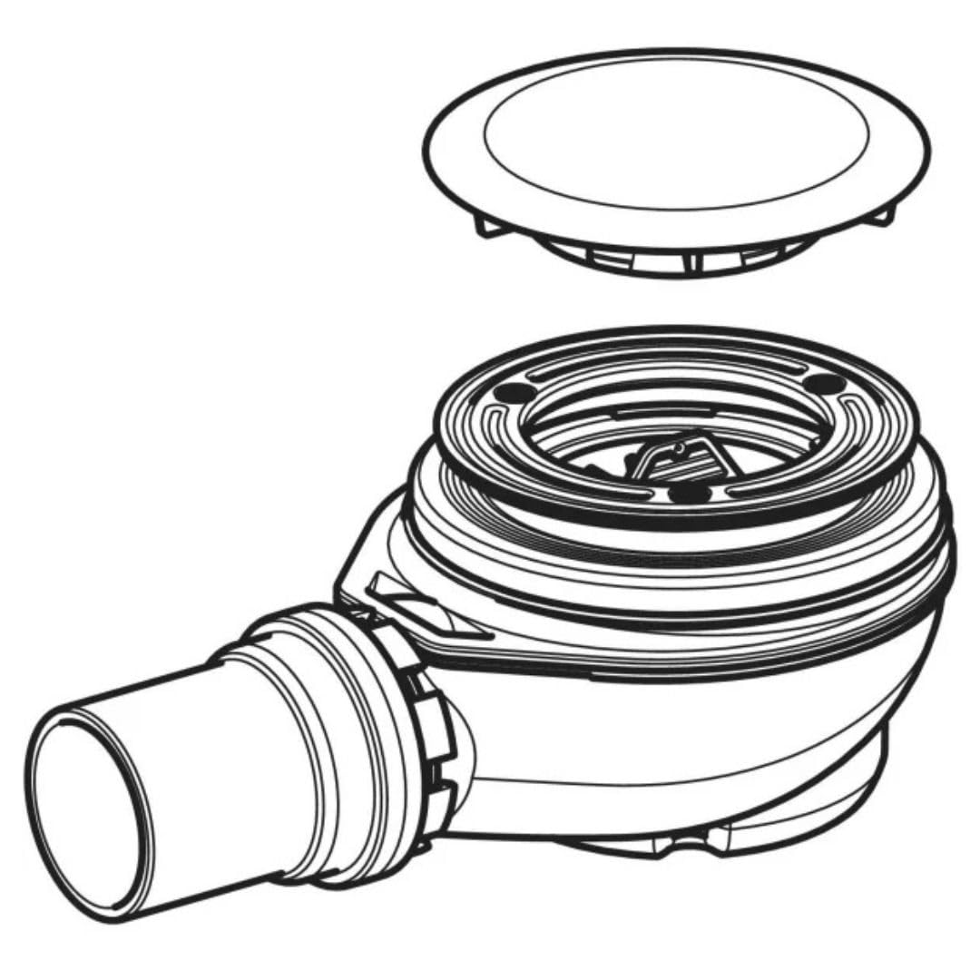 Geberit siphon de douche Ø90 avec bouchon et sortie PE 50 mm - 150.552.21.1