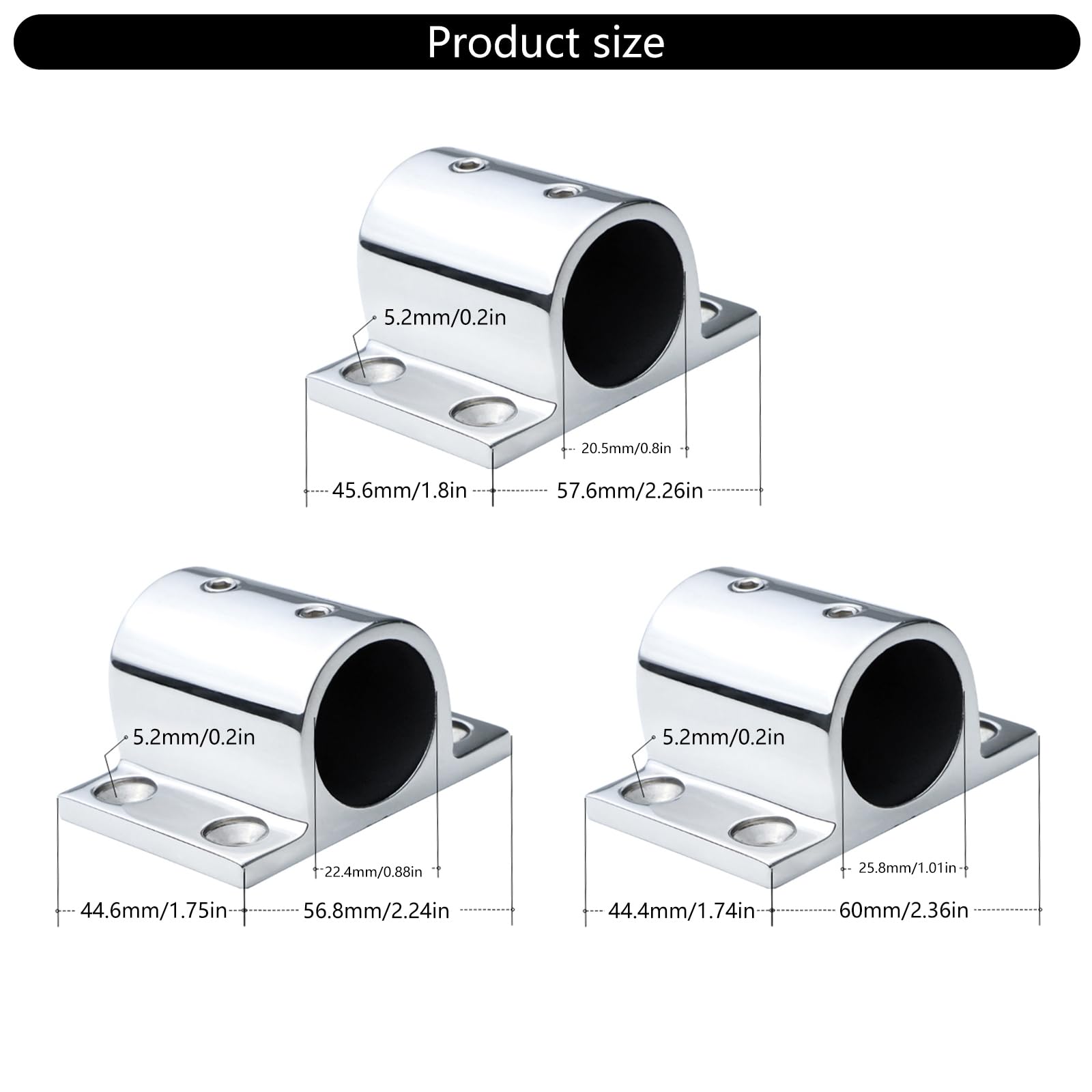 Fixation Main Courante Marine 3 Voies – Acier Inoxydable 316 Poli Miroir, Pour Yachts, Rampes, Garde-corps, 22 à 32 Mm