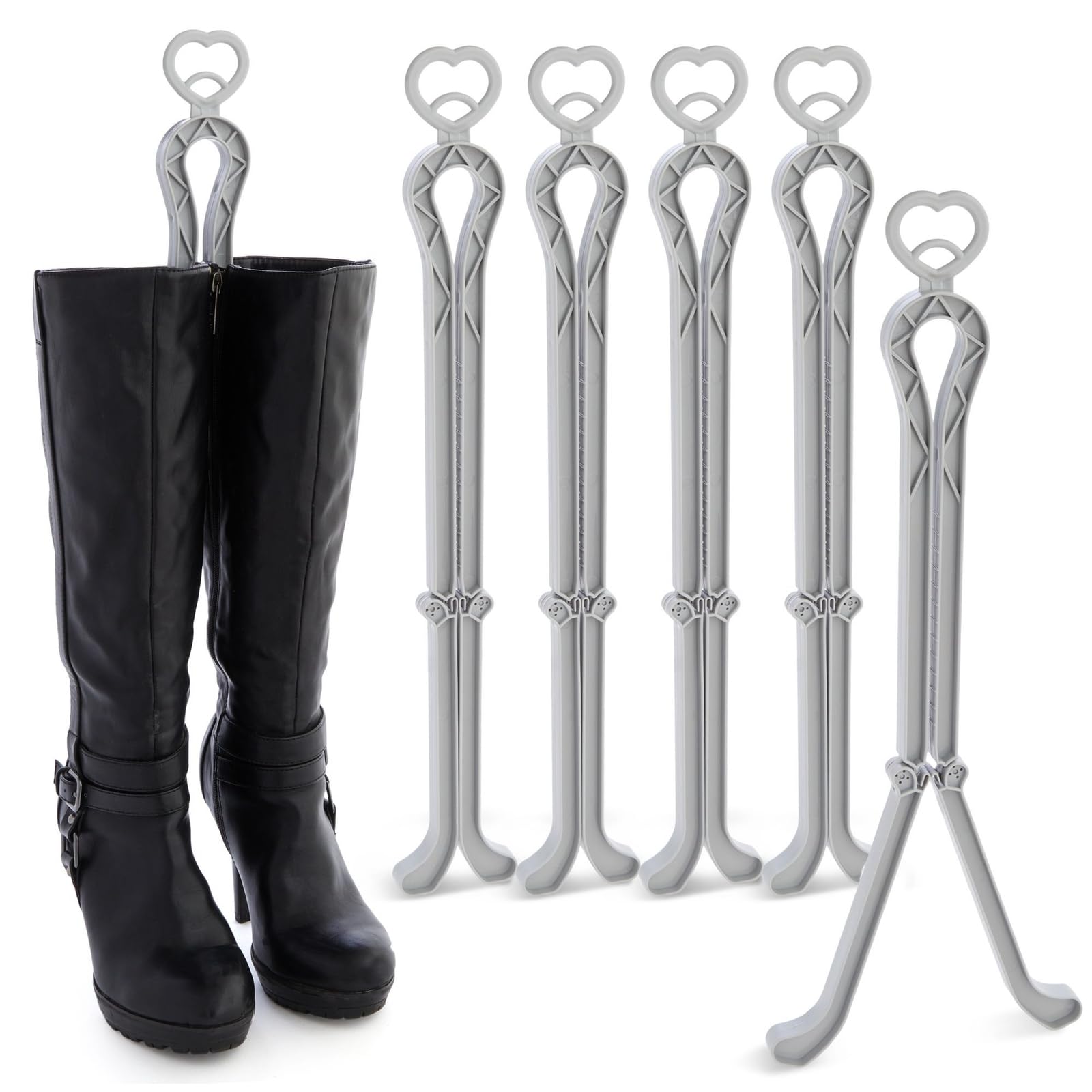 Juvale 6-Pack Folding Boot Stand Inserts - 4 x 13 in Gray Plastic - Preserve Shape & Organize Upright - Boot Inserts for Closet Storage & Mid-Calf/Tall Styles