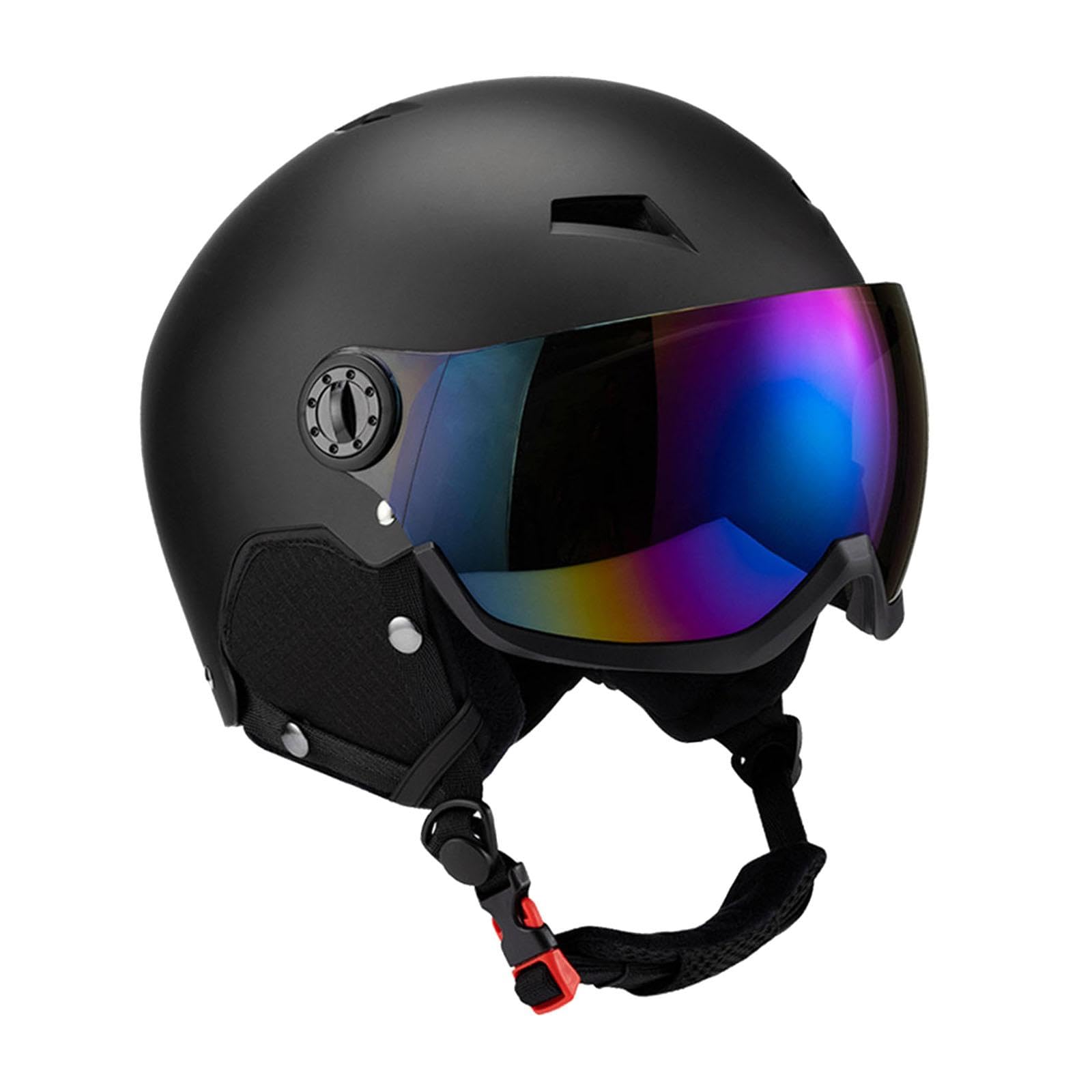 Kask narciarski okulary ochronne kask deskorolkowy do sportów zimowych na świeżym powietrzu czarny XL