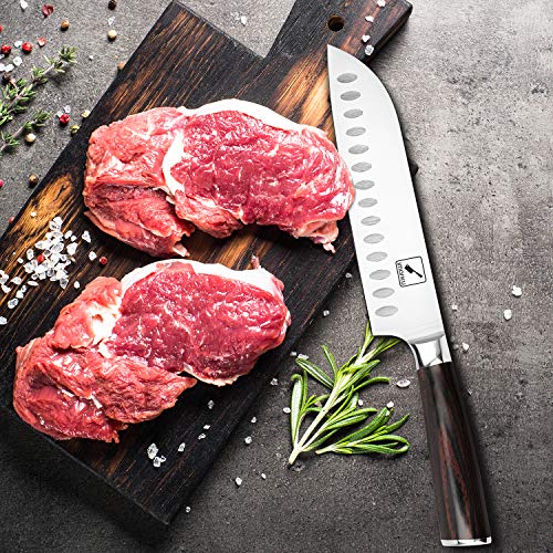 Santoku Knife - imarku 7 inch Kitchen Knife Ultra Sharp Asian Knife Japanese Chef Knife - German HC Stainless Steel 7Cr17Mov - Ergonomic Pakkawood Handle, Best Choice for Home Kitchen and Restaurant