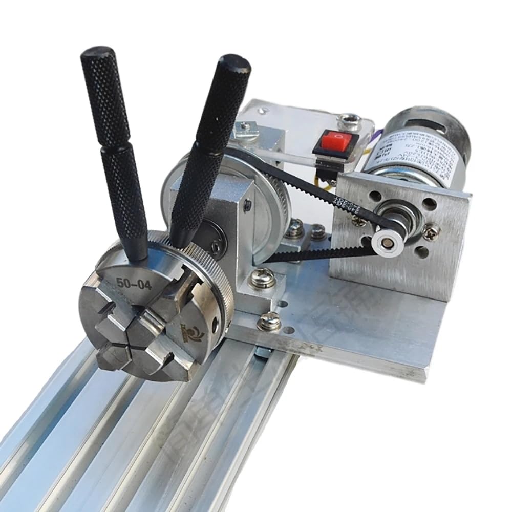 Mini Torno de Carpintería de Transmisión, Portabrocas de Cuatro Morzadas de 50 Mm, Torno de Accionamiento Multifunción 1200-2400rpm AC 100-240V