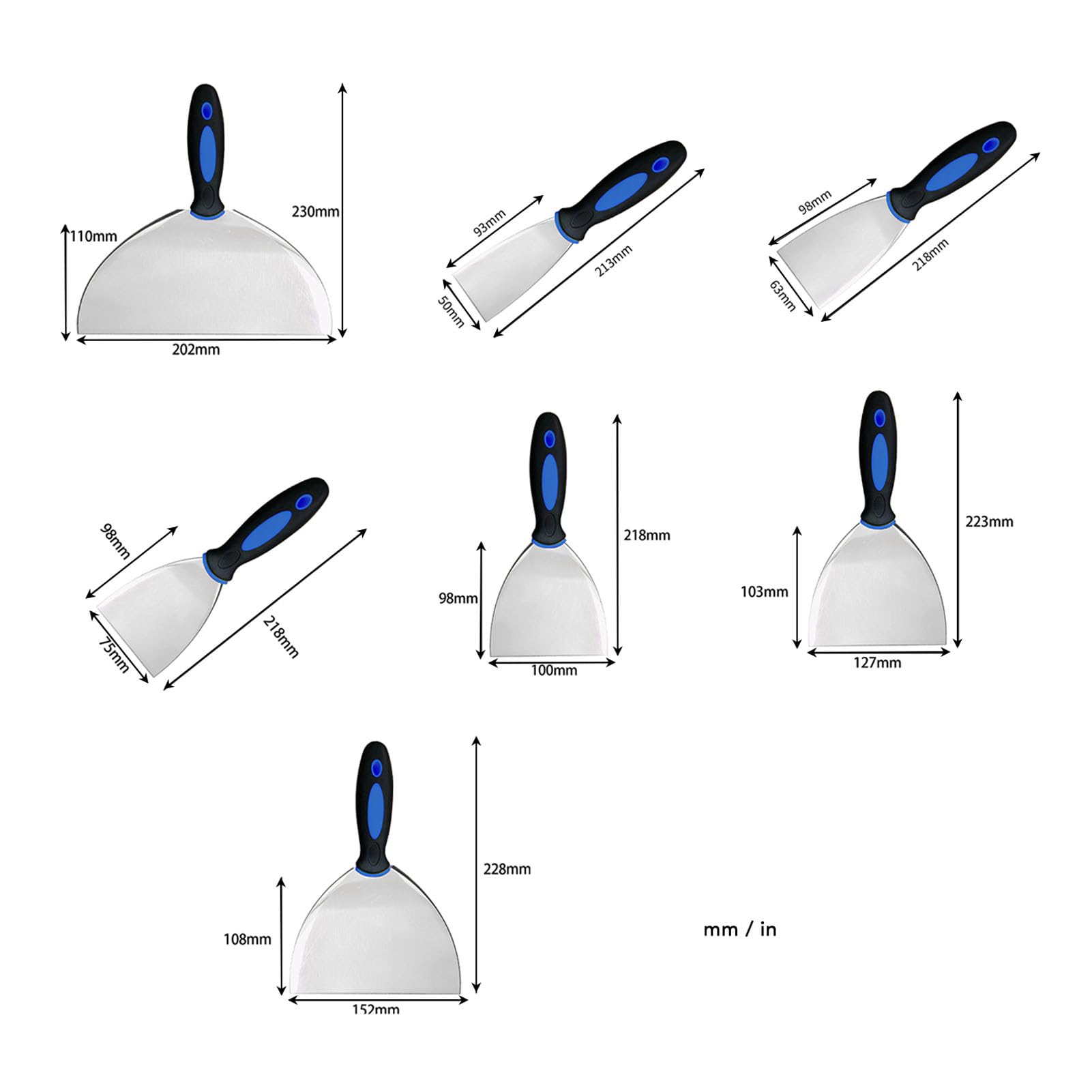 Eujgoov Set di Raschietti per Mastice in Acciaio Inossidabile da 6 Pezzi, Materiale in Acciaio Resistente, Multiuso per la Rimozione di Intonaco e Carta da Parati, Ideale per gli Appassionati del