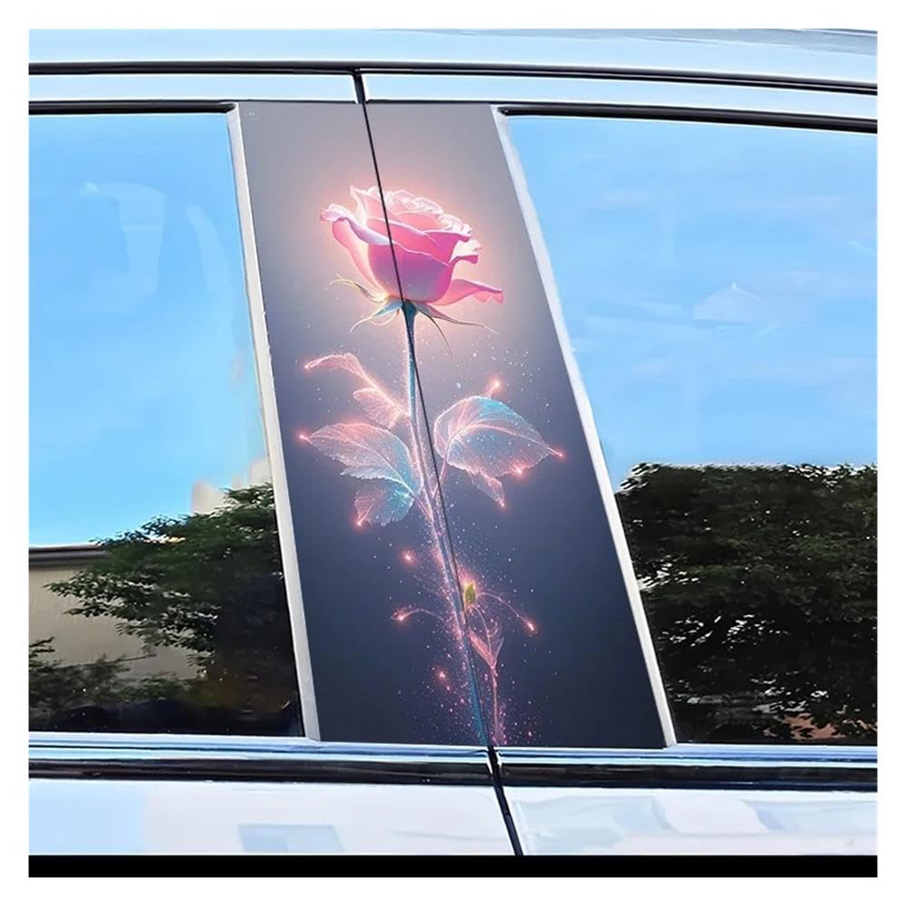 Auto Accessory 2PCS Car Center Pillar Stickers Glowing Rose Scratch Protection