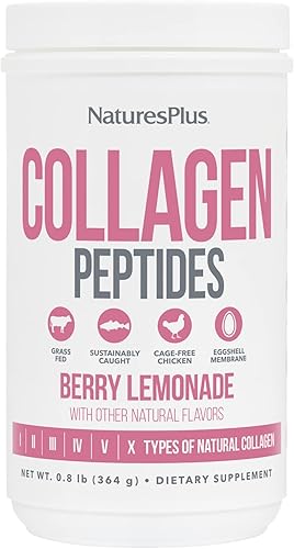 NaturesPlus - Péptidos de colágeno, limonada de bayas, polvo de 0.8 libras, salud del cabello, la piel, las uñas y las articulaciones, apoyo al