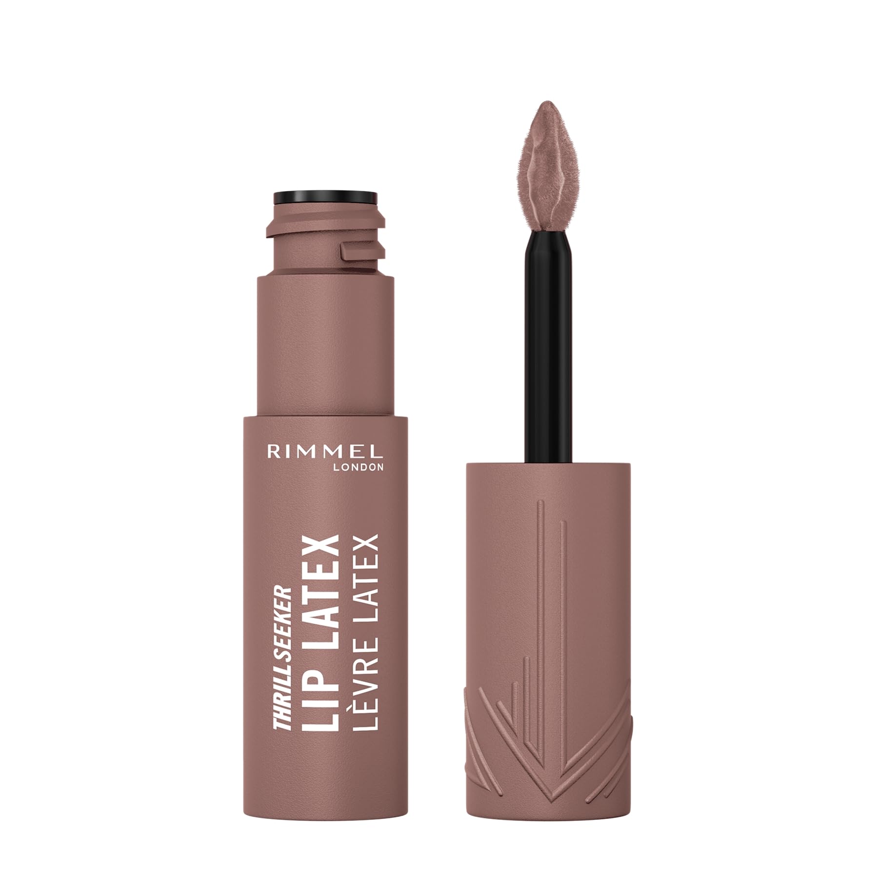 Rimmel Thrill Seeker Lip Latex, 500 Cappuccino Light, Ultra-Smooth Finish, Lasts All Day, Transfer-Proof, Infused with Aloe Vera, Hyaluronic Acid and Vitamin E, Diamond-Like Shape Applicator, Vegan