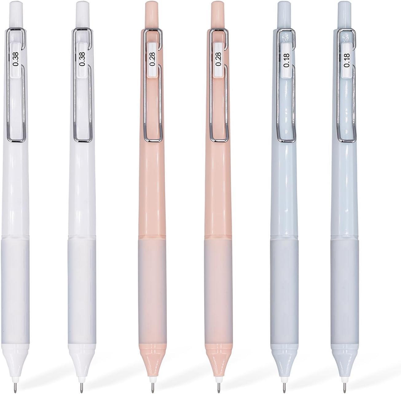 6 Pack Black Gel Ink Pens, 0.18mm/0.28mm/0.38mm, Ultra Fine Point with Silicone Handle, Cute Retractable Pens for Journal, Note Taking, Sketching, Drawing, Stationery