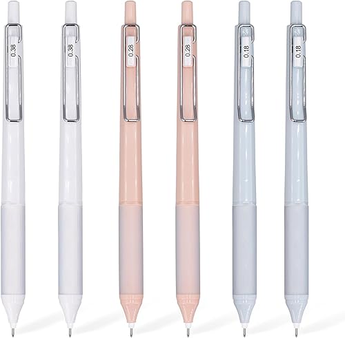 Juego de 6 bolígrafos de gel, bolígrafos de tinta negra de 0.18 mm  0.28 mm  0.38 mm de punta ultrafina de escritura suave con empuñadura de