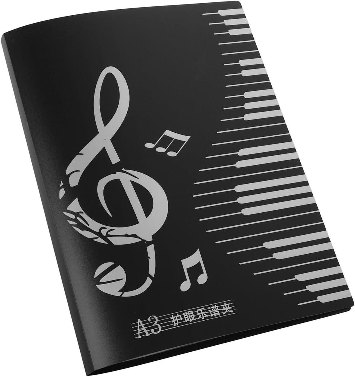 Abaodam A3 Sheet Music Folder for Piano Plastic Music Score Binder 20 Pages Black Flip Folder for Band Choir