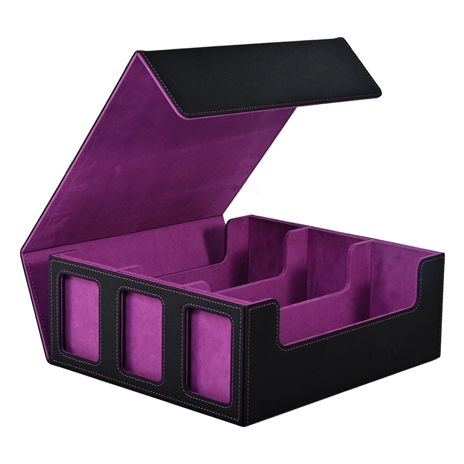 Deck Box Caja for guardar cartas coleccionables, mazo Commander, con ventana de exhibición(Black-Purple)
