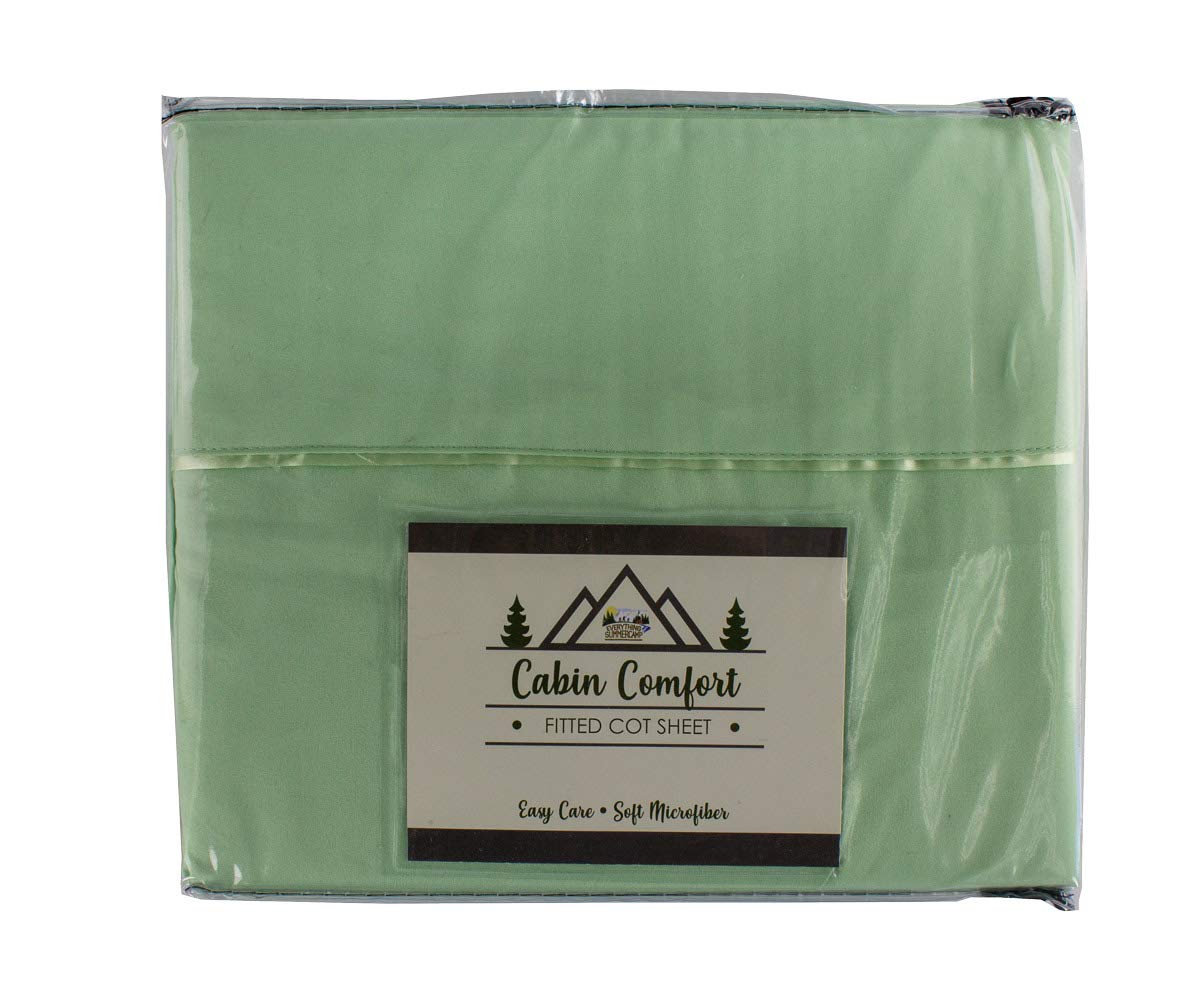 Everything Summer Camp Comfort - Cabin Sheet for Camping and RV - Fits All Cot Size Beds - 72 x 28 Inches - Super Soft (Fitted, Mint Green)
