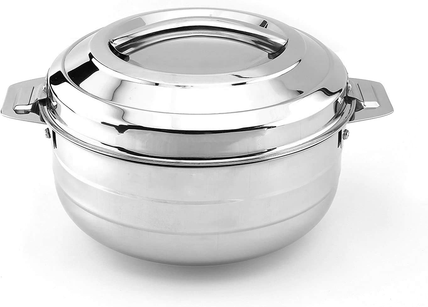 CELLO Lumina Insulated Stainless Steel Casserole with Lid 5000 ml, Silver | Food Grade Easy to Serve Hot Case for Roti, Rice, Curry | Hot Food Serving Hot Pot Casserole for Kitchen, Dinning & Gifting