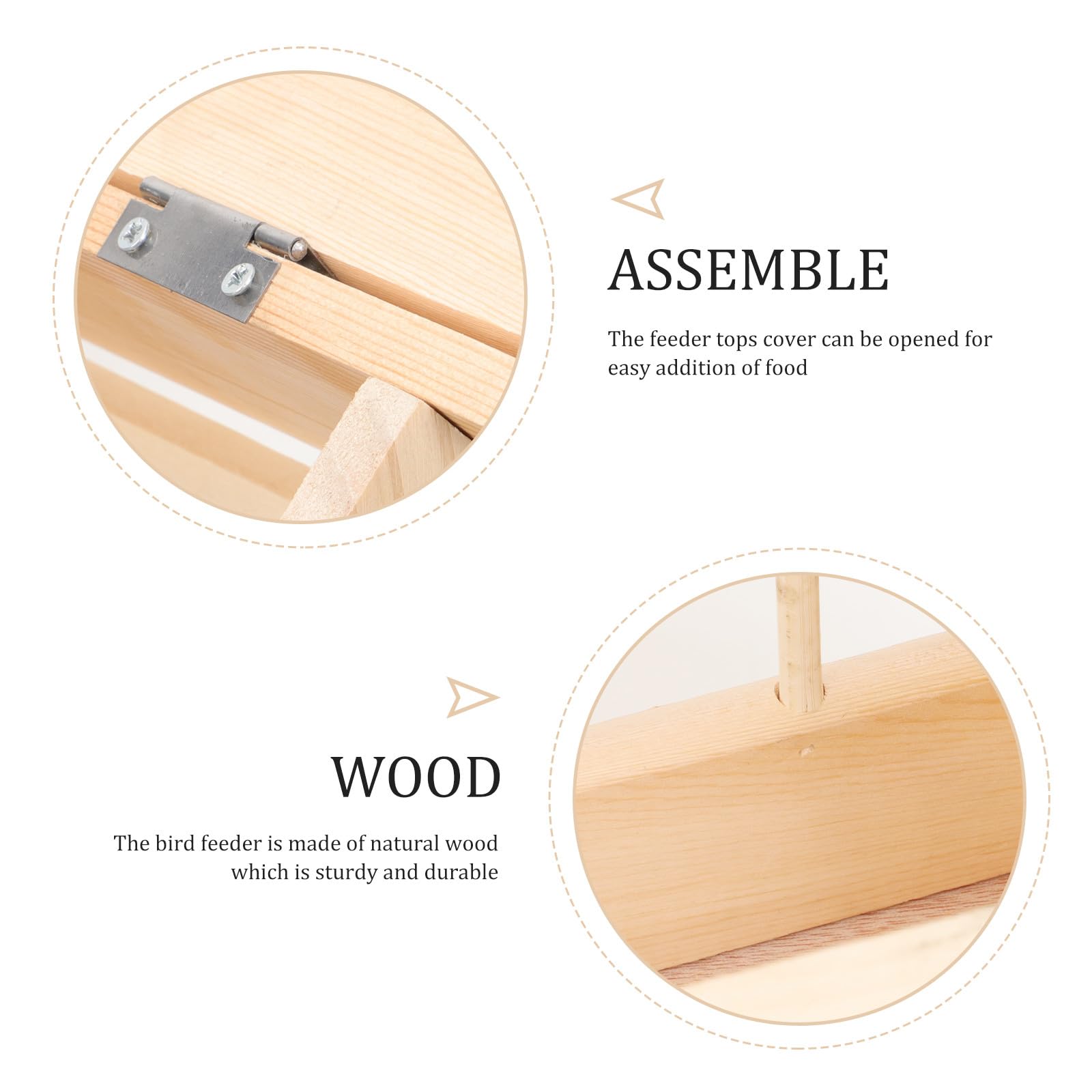 Abaodam Mangiatoia Automatica per Piccioni in Legno Spesso 40 Cm Multi-slot Resistente per Uccelli e Pollame, Mangiatoia per Uccellini da Esterno Adatta a Cortili e Fattorie