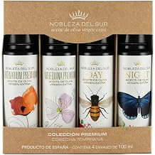 Nobleza del Sur Premium Gourmet Sampler Gift Set Extra Virgin Olive Oil from Andalusia Spain 4x 3.4 fl oz Bottles Arbequina and Picual Varieties Cold Pressed Harvest 2024 Ideal for Cooking and Gifting