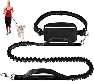 Freihändige Hundeleine mit Bauchgurt,Freihändig Laufleine für Hunde,Joggingleine Hunde,Freihändig Hundeleine mit Bauchgurt,Abnehmbare Hüfttasche,Dual Griffe für Joggen Wandern Laufen