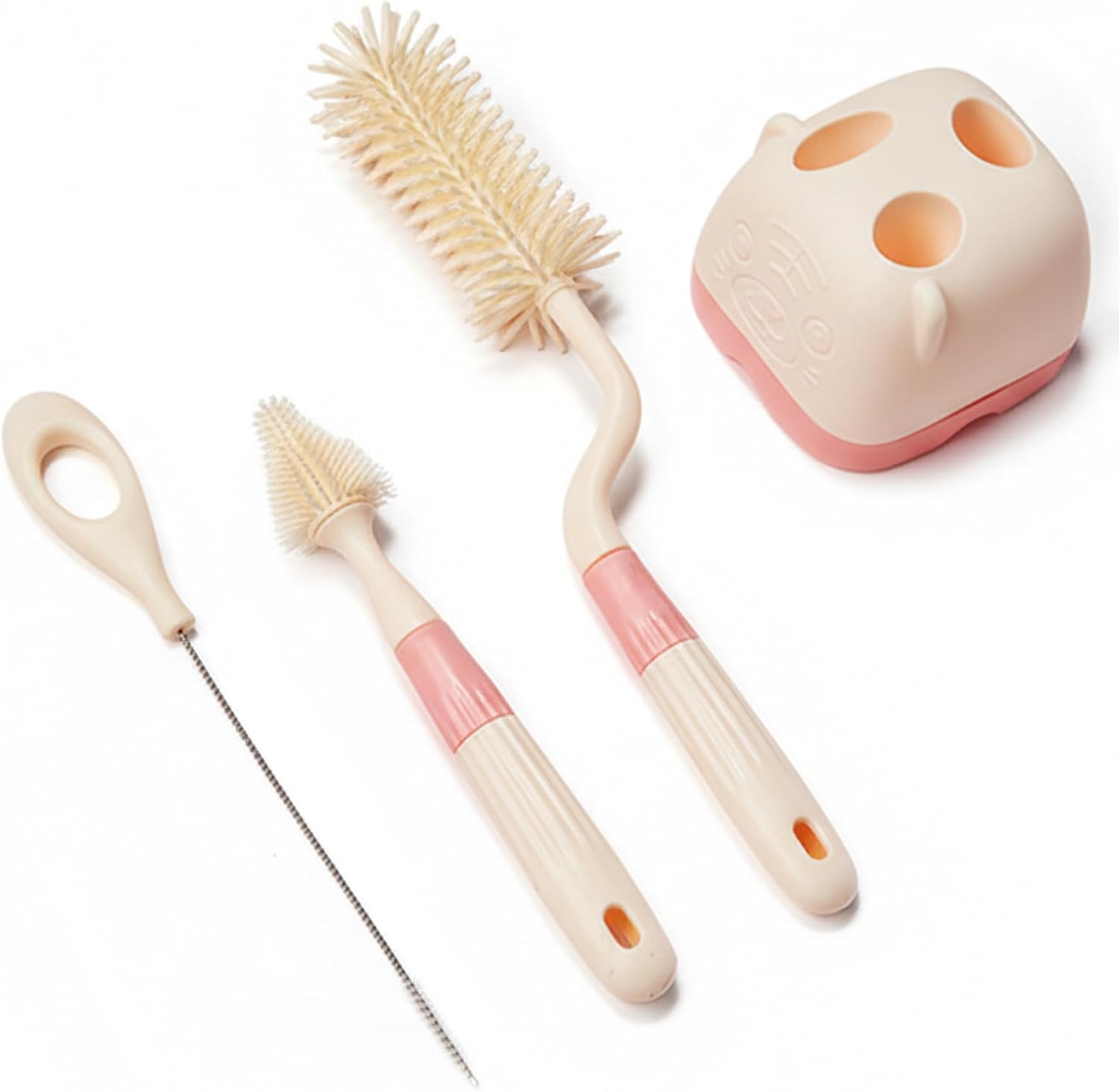 Baby Bottle Brush Set with Stand - 3-Piece Silicone Bottle Brush Kit for Bottles, Nipples, Straws | Purple