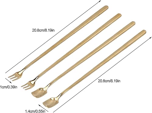 Miniatura 4 de 4 cucharas de té helado de mango largo, cuchara de café de acero inoxidable 304, cuchara de café de mango largo y tenedor con cuchara de mezcla de
