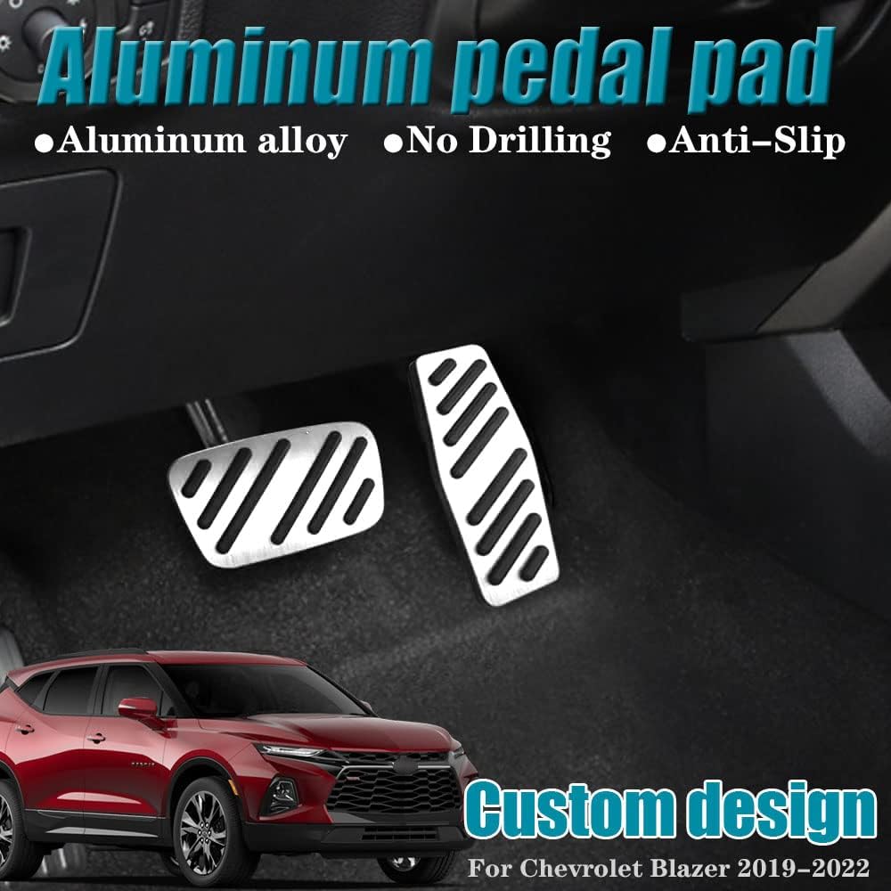 LEXLEY 2PCS Anti-Slip Aluminum Brake Gas Pedal Pads,Auto No Drilling Accelerator Pedal Covers for Chevrolet Chevy Blazer 2019 2020 2021 2022 2023 2024 2025 2026-SLIVER - Image 2