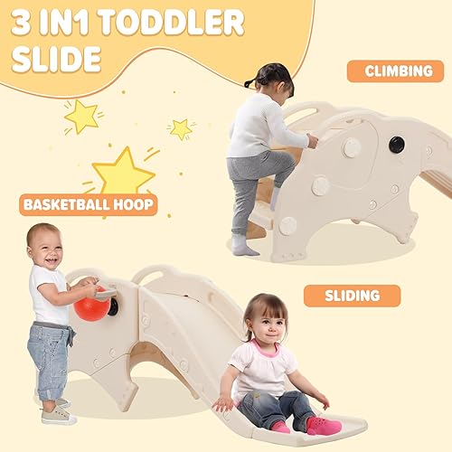 Miniatura 2 de Tobogán para niños pequeños con aro de baloncesto, primera diapositiva para niños en