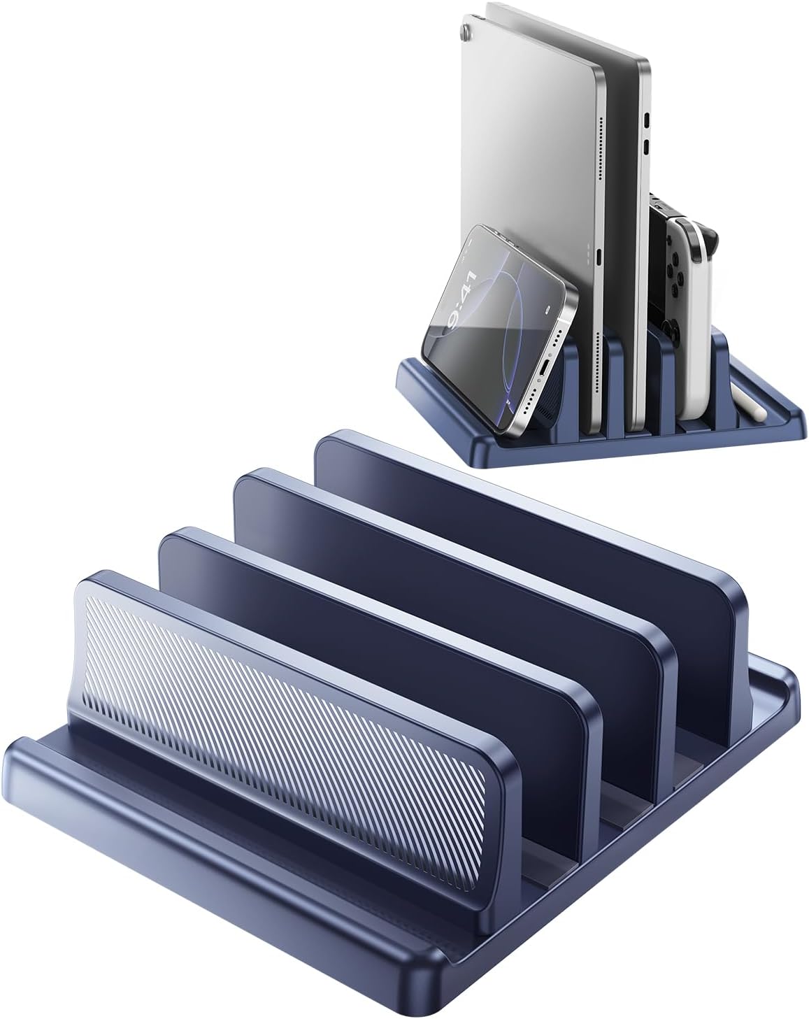 EAXBUX 5 in 1 Vertical Laptop Stand Holder,Adjustable ABS Plastic Laptop Organizer Desktop Management Notebook Dock,Vertical Laptop Stand Space Saving for MacBook,Surface,Samsung,HP,Dell,Chrome Book