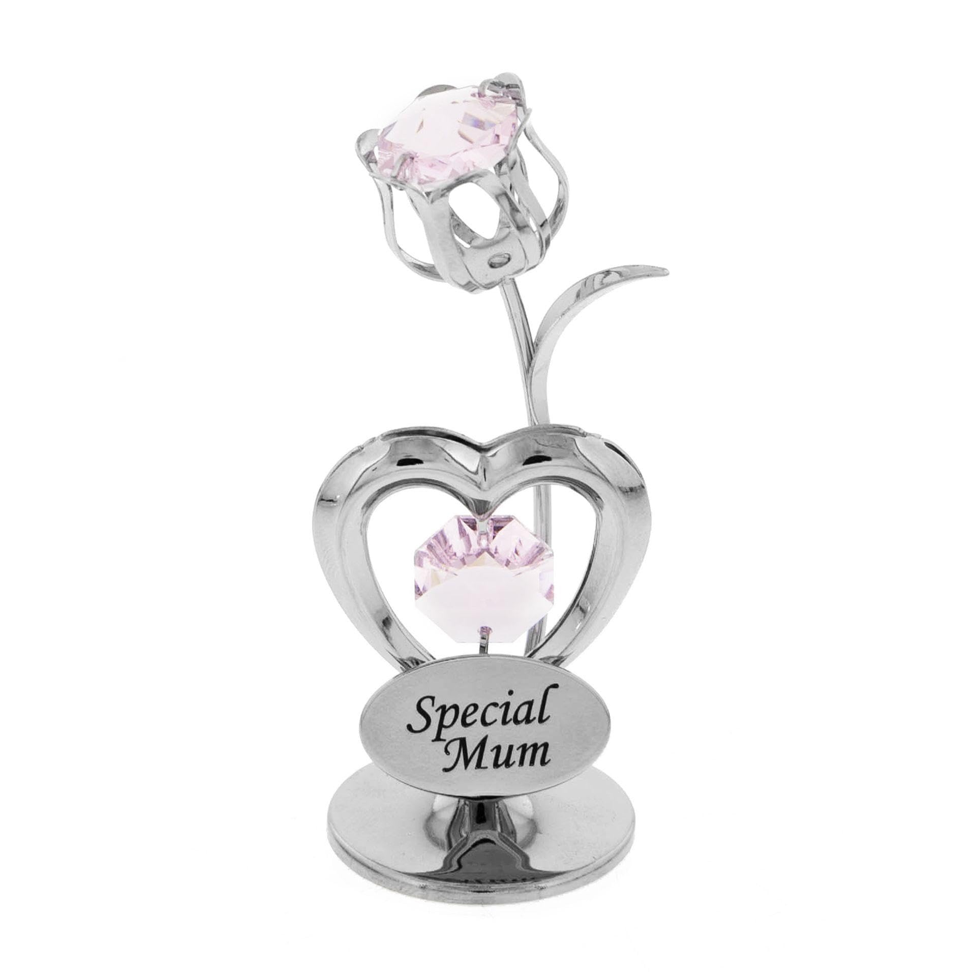 Crystocraft Special Mum Celebration Heart and Tulip Ornament with Crystals From Swarovski