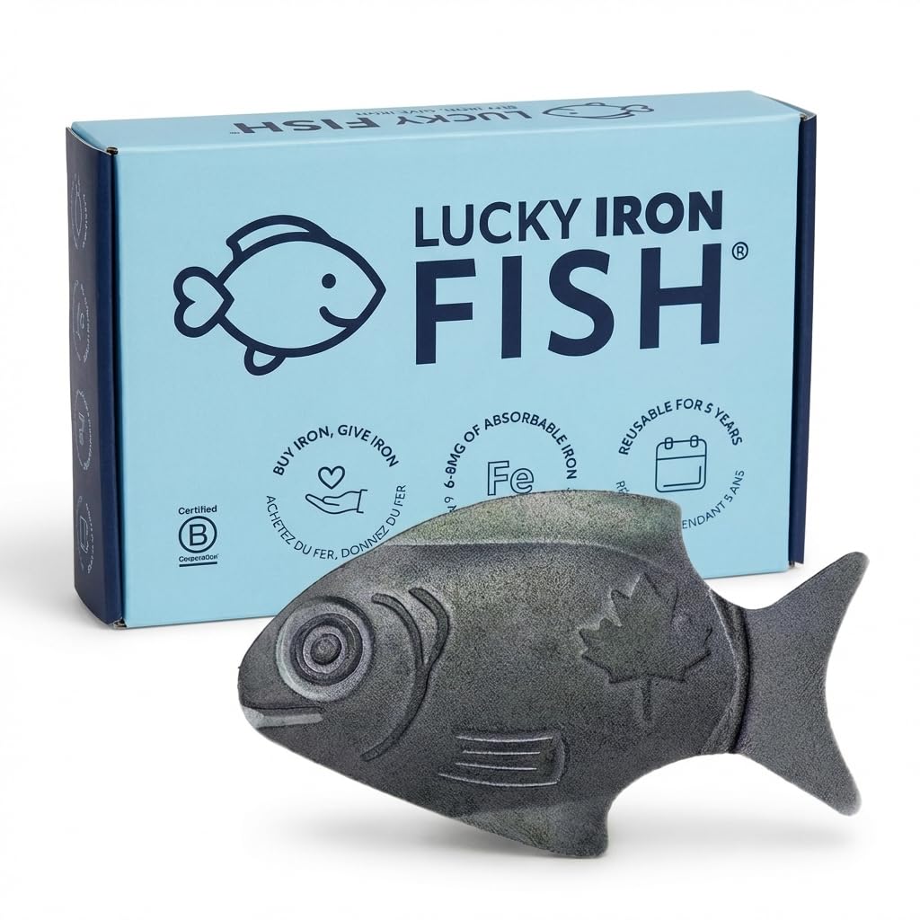 The Original Lucky Iron Fish Ⓡ adds Clean, Safe Iron to Your Food & Drinks. an Iron Supplement Alternative to Reduce Iron Deficiency. NO Side Effects. Use Once per Day - 5 Year Supply Included.