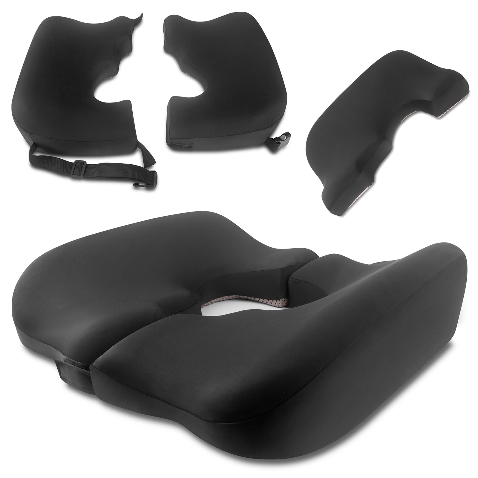 Cojín de espuma viscoelástica para personas impulsadas por cama, cojín de alivio de presión para dormir y sentarse, cojín de asiento de espuma viscoelástica para aliviar las llagas de cama y la fatiga