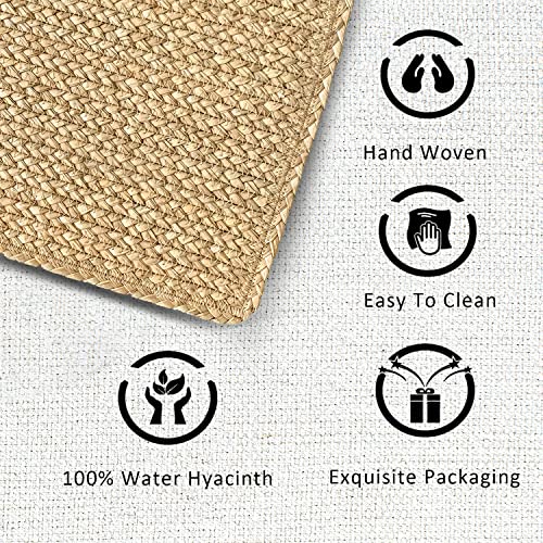 Cy Sisters Square Woven Placemats Set Of 6 Round Table Straw Table Placemat Extra Wide Braided Placemats For Square Plates Farmhouse Placemats Wipeable Wicker Outdoor Placemats For Patio Table 13.4'' #TOP7